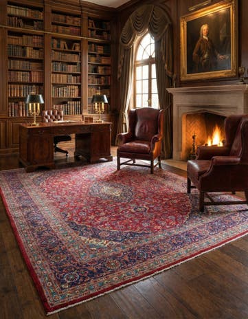 9' 9 x 13' 2 Hand Knotted Mashad Persian Wool Rug