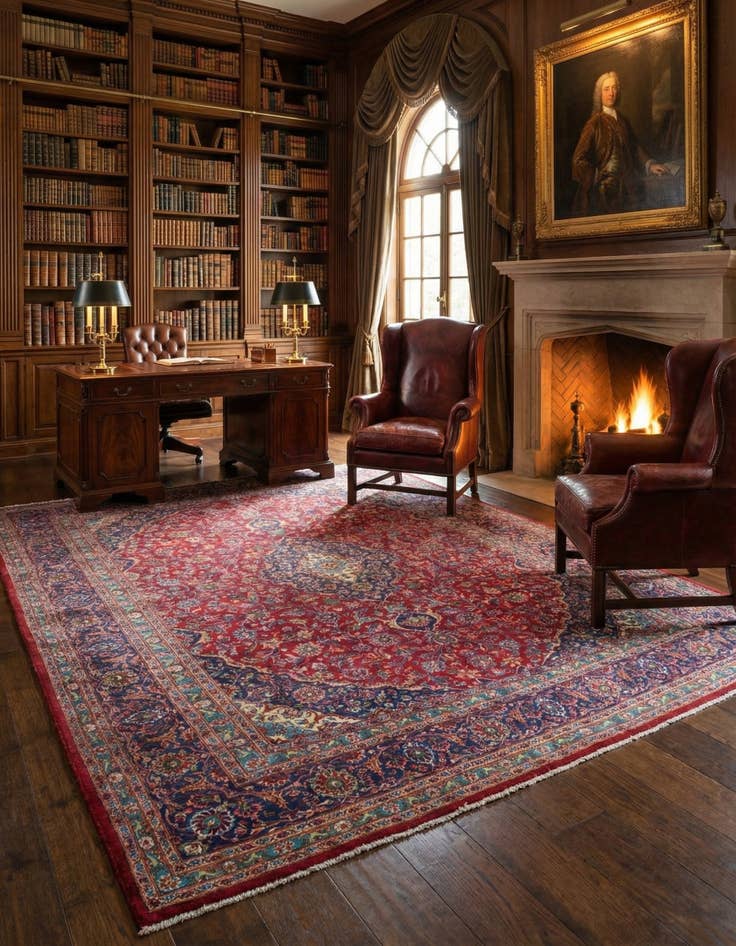 Detail image of  9' 9 x 13' 2  Hand Knotted Mashad Persian Wool Rug