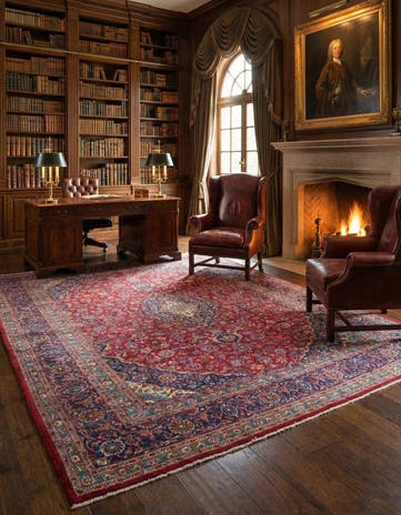 9' 9 x 13' 2 Hand Knotted Mashad Persian Wool Rug