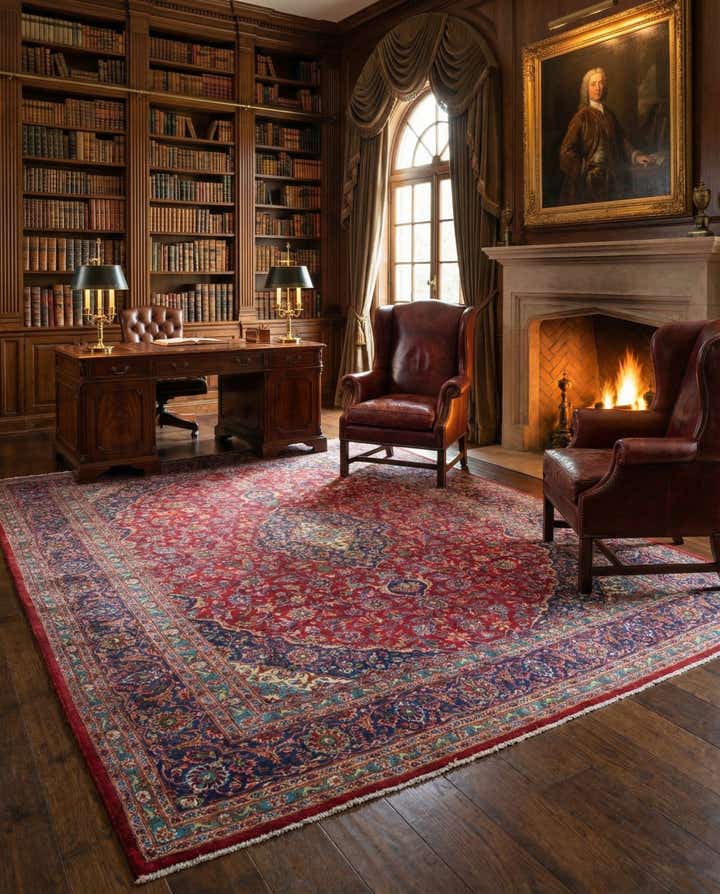 9' 9 x 13' 2 Hand Knotted Mashad Persian Wool Rug