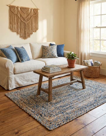 4' 1 x 6' 1 Handmade Braided Chindi Rug