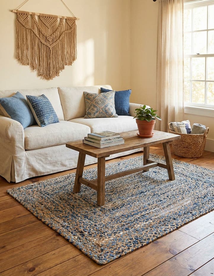 4' 1 x 6' 1 Handmade Braided Chindi Rug