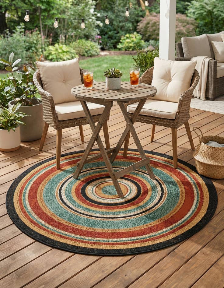 Detail image of 4' x 4' Easy-Clean Modern Indoor / Outdoor Round Rug