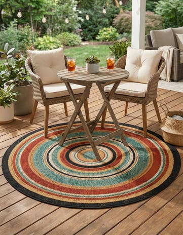 Easy-Clean Modern Indoor / Outdoor Round Rug