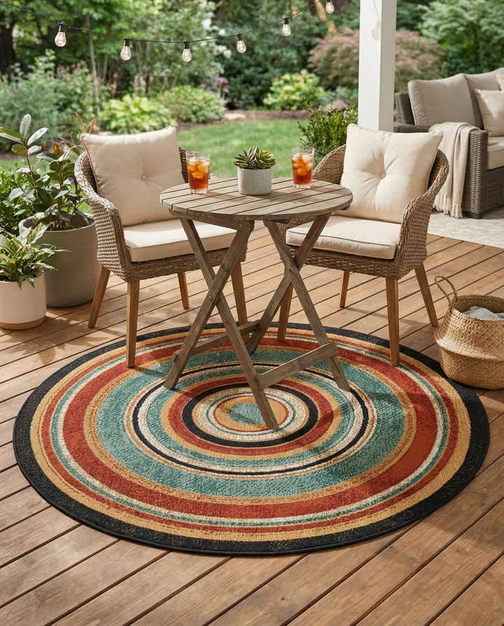 4' x 4' Easy-Clean Modern Indoor / Outdoor Round Rug