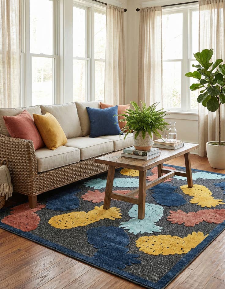 Detail image of 5' 3 x 8'  Washable Belize Indoor / Outdoor Rug