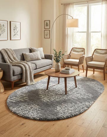 Gray Serenity Shag Oval Rug