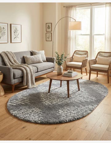 Gray Serenity Shag Oval Rug
