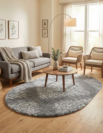 Gray Serenity Shag Oval Rug