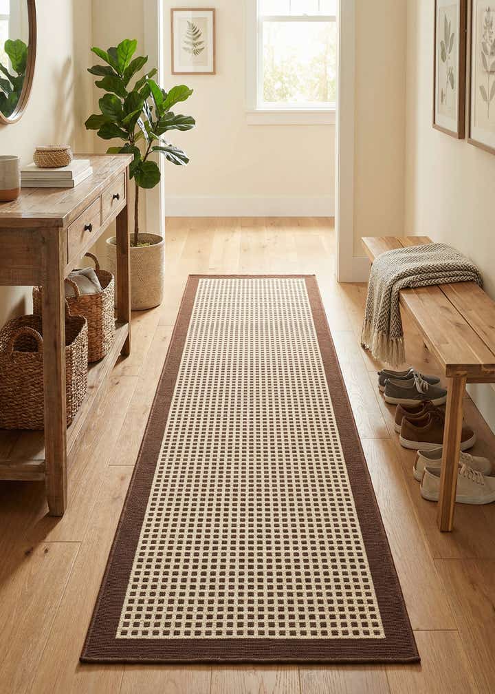 2' x 6' Easy-Clean Border Indoor / Outdoor Runner Rug