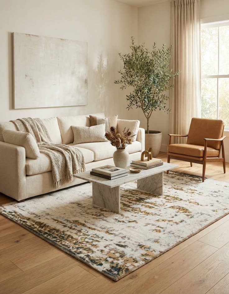 Detail image of 4' 7 x 4' 10  Hand Knotted Ultra Vintage Persian Wool Square Rug