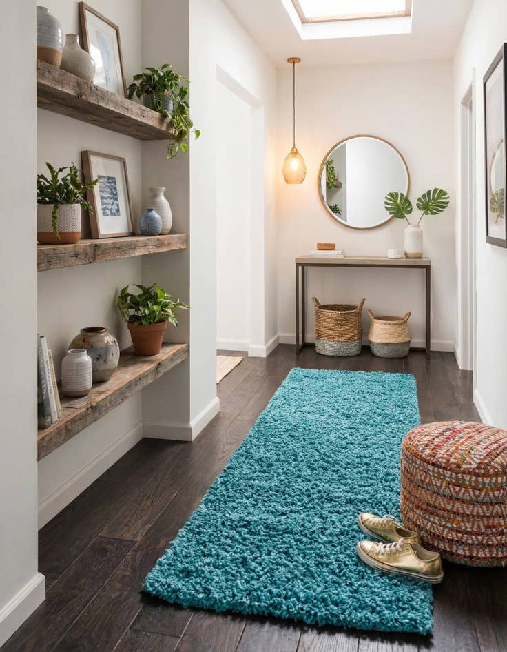 Detail image of  2' 7 x 19' 8 Solid Shag Runner Rug