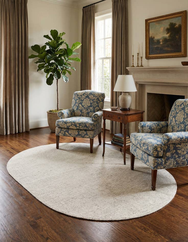 Detail image of  4' 1 x 6' 1  Hand Woven Jill Zarin English Manor Wool Oval Rug