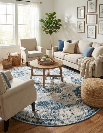 Blue Monte Carlo Oval Rug