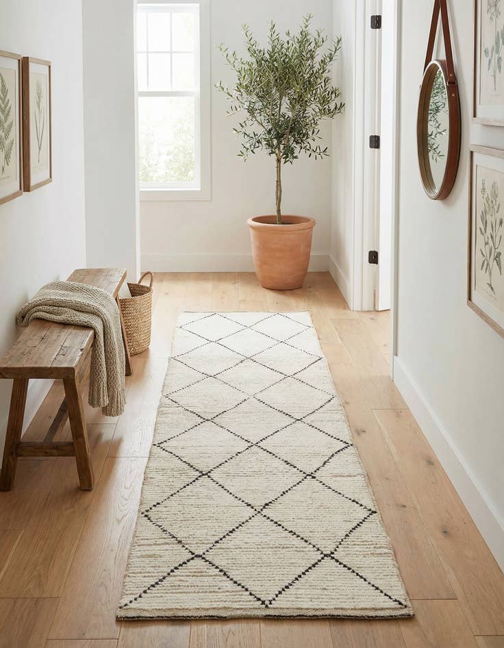 Detail image of 2' 4 x 8' 5  Hand Knotted Moroccan Wool Runner Rug