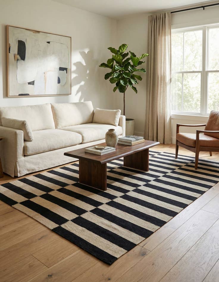 Detail image of 3' 4 x 4' 10  Hand Woven Kilim Modern Wool Rug