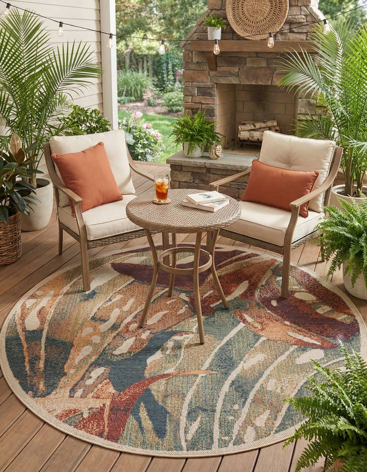 Detail image of 6' x 6'  Washable Baja Indoor / Outdoor Round Rug