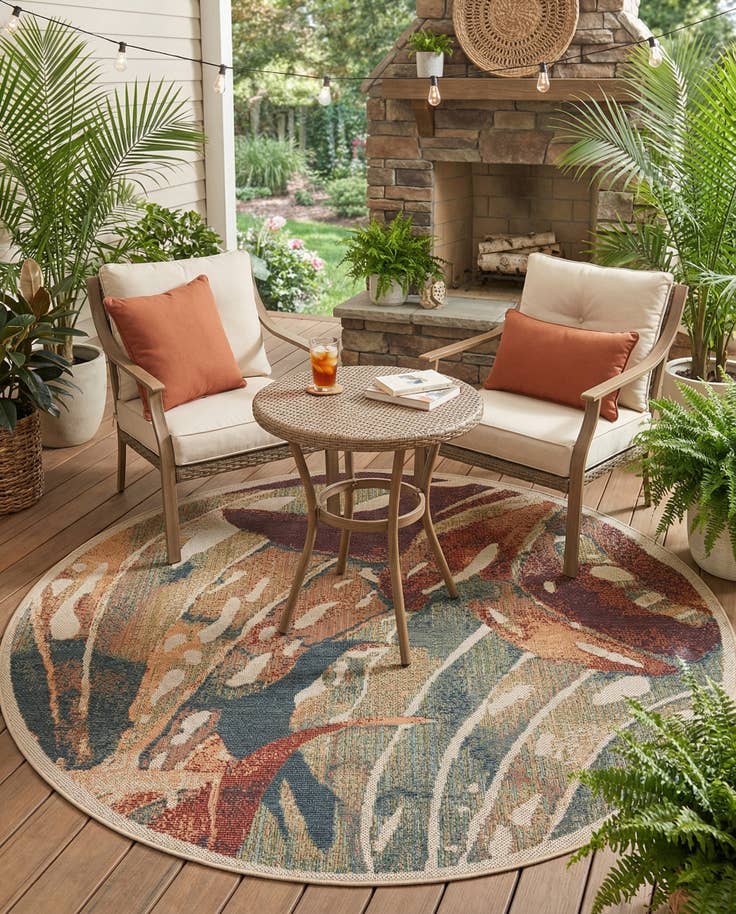 Detail image of 6' x 6' Easy-Clean Baja Indoor / Outdoor Round Rug