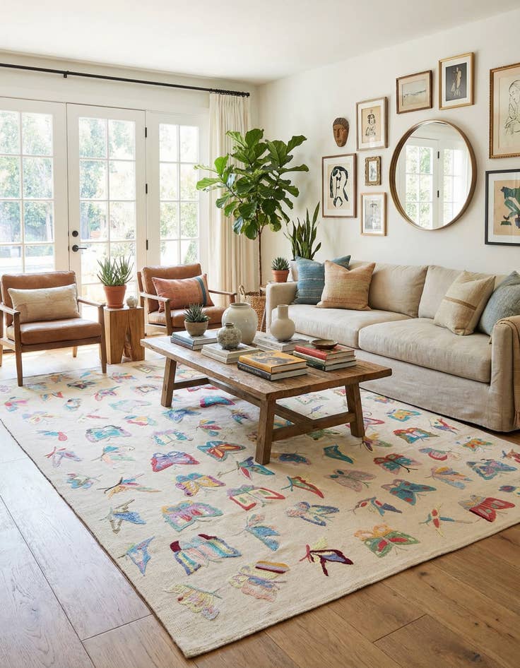 Detail image of 6' 8 x 8' 11  Hand Woven Kilim Suzani Wool Rug