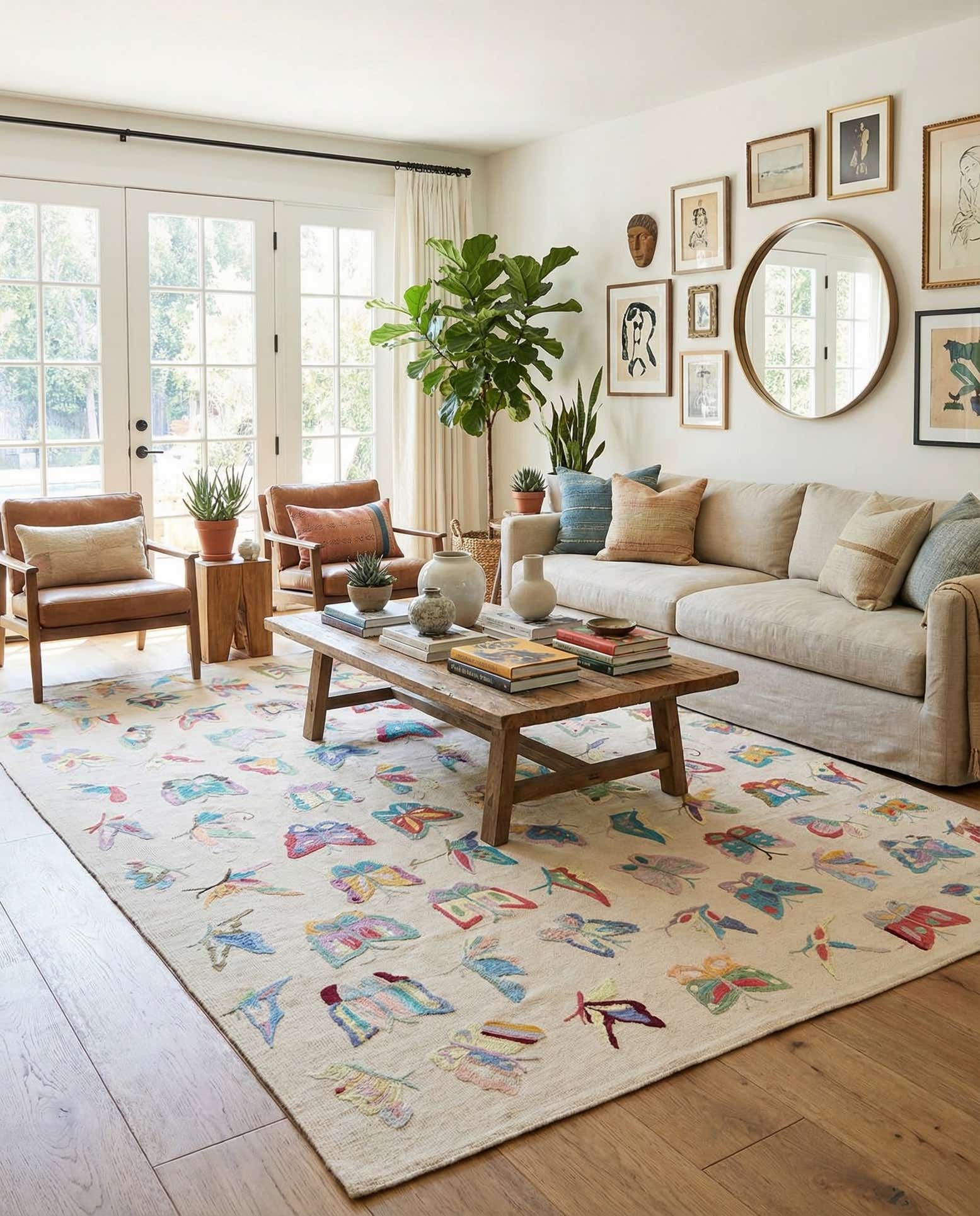 6' 8 x 8' 11 Hand Woven Kilim Suzani Wool Rug