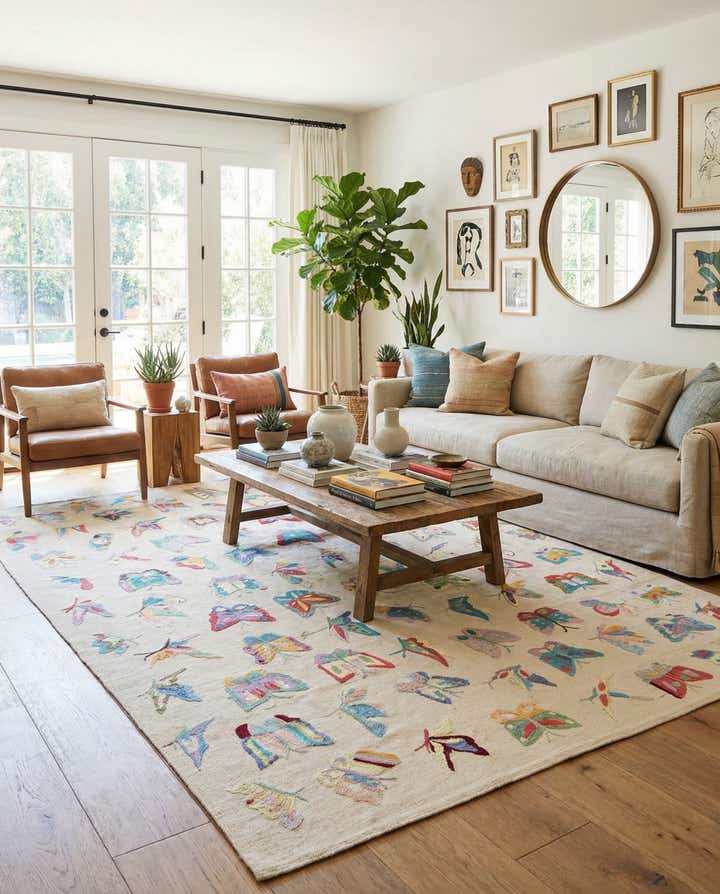 6' 8 x 8' 11 Hand Woven Kilim Suzani Wool Rug