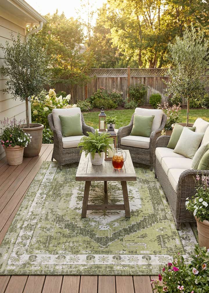 9' x 12' Easy-Clean Traditional Indoor / Outdoor Rug