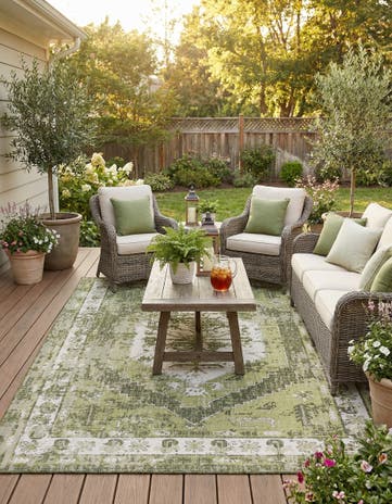 9' x 12' Easy-Clean Traditional Indoor / Outdoor Rug