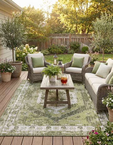 9' x 12' Easy-Clean Traditional Indoor / Outdoor Rug