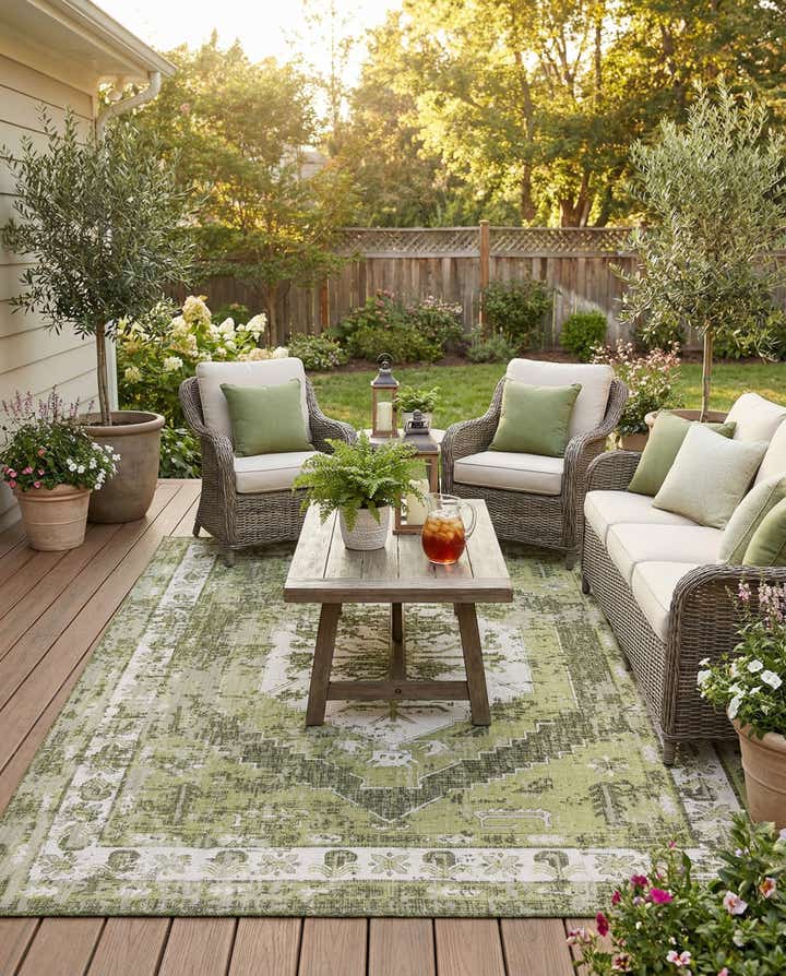 9' x 12' Easy-Clean Traditional Indoor / Outdoor Rug
