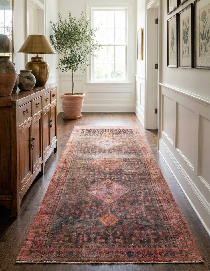 Detail image of 4' 6 x 12' 7  Hand Knotted Ultra Vintage Persian Wool Runner Rug