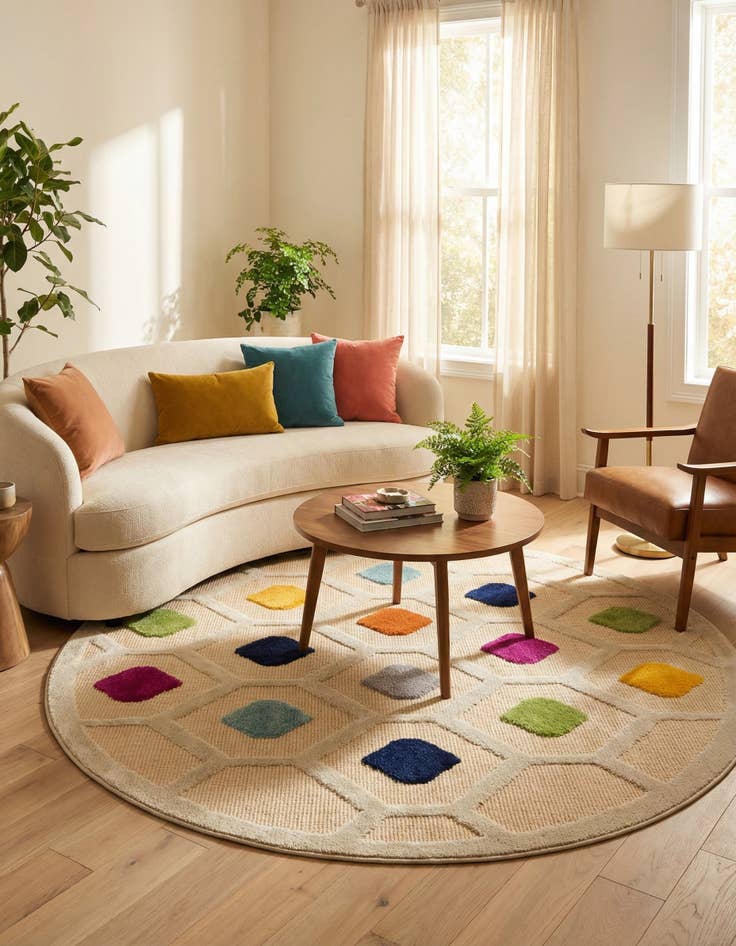 Detail image of 5' 3 x 5' 3  Washable Aruba Indoor / Outdoor Round Rug