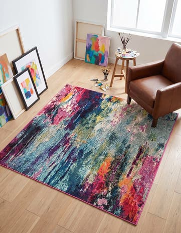 Washable Theia Square Rug