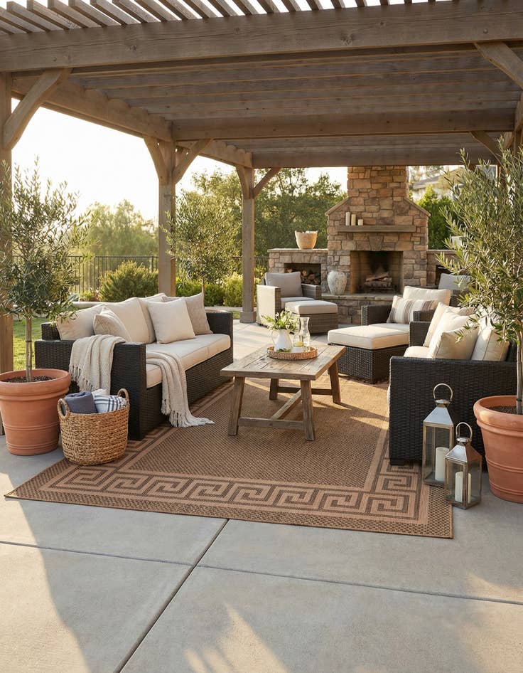 Detail image of 7' x 10'  Washable Border Indoor / Outdoor Rug