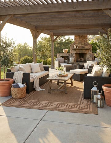 7' x 10' Easy-Clean Border Indoor / Outdoor Rug