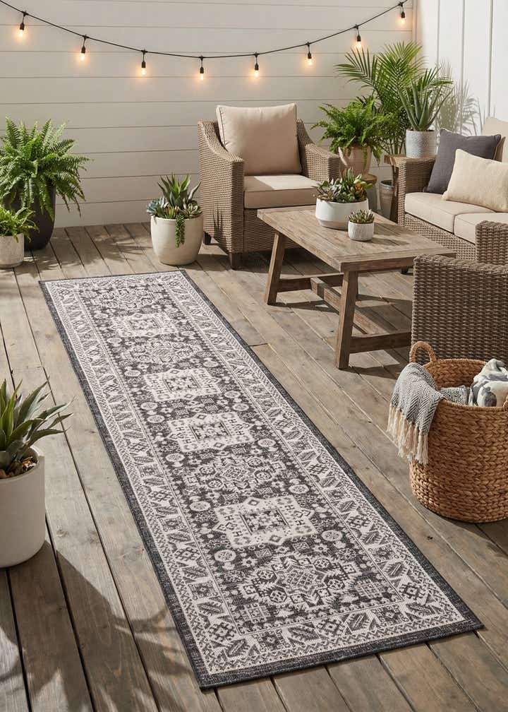2' 7 x 12' Easy-Clean Aztec Indoor / Outdoor Runner Rug