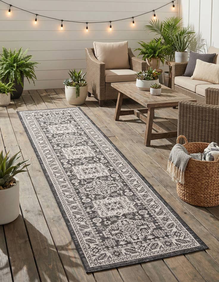 Detail image of 2' 7 x 12'  Washable Aztec Indoor / Outdoor Runner Rug