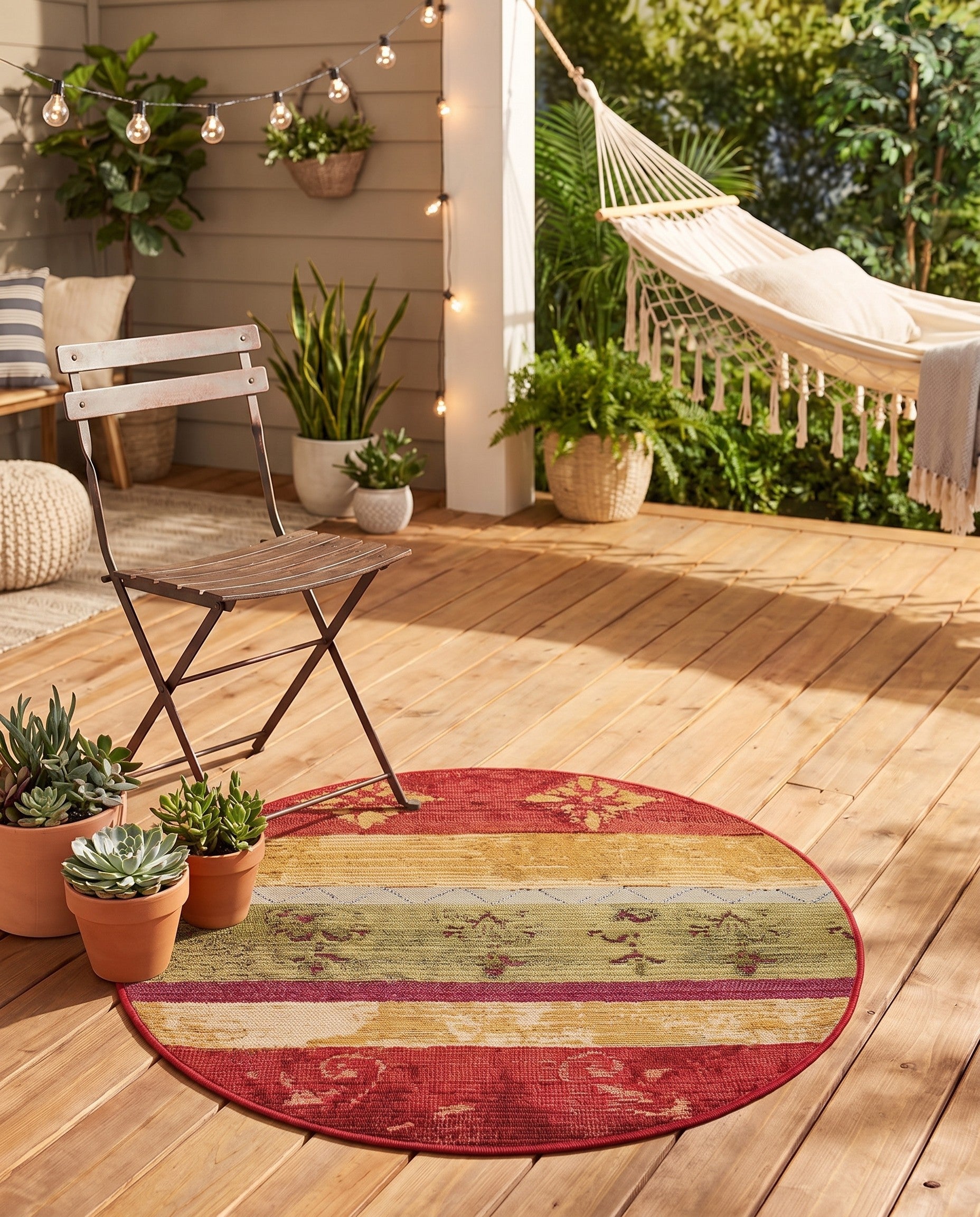 2' 7 x 2' 7 Easy-Clean Modern Indoor / Outdoor Round Rug