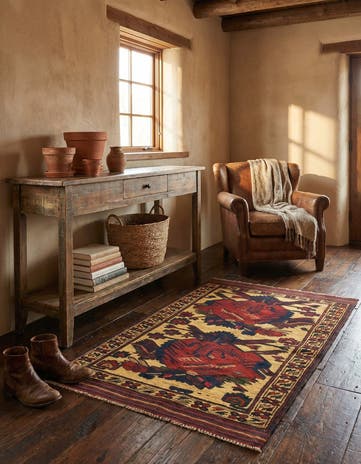 3' x 4' 9 Hand Knotted Sumak Wool Rug
