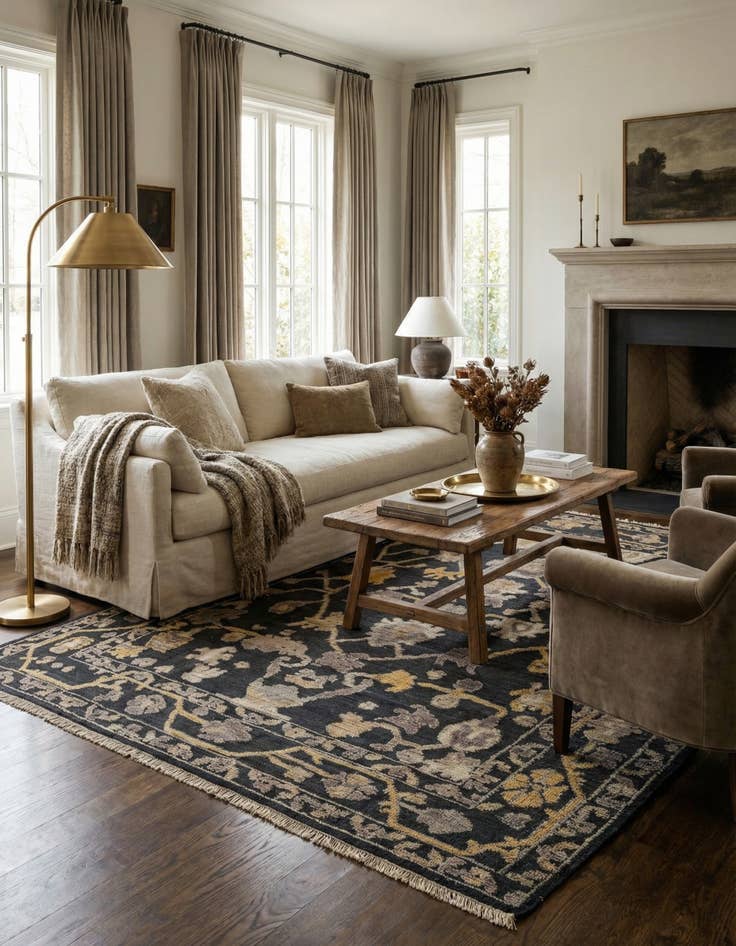 Detail image of 8' 2 x 10' 2 Hand Knotted Oushak Wool Rug