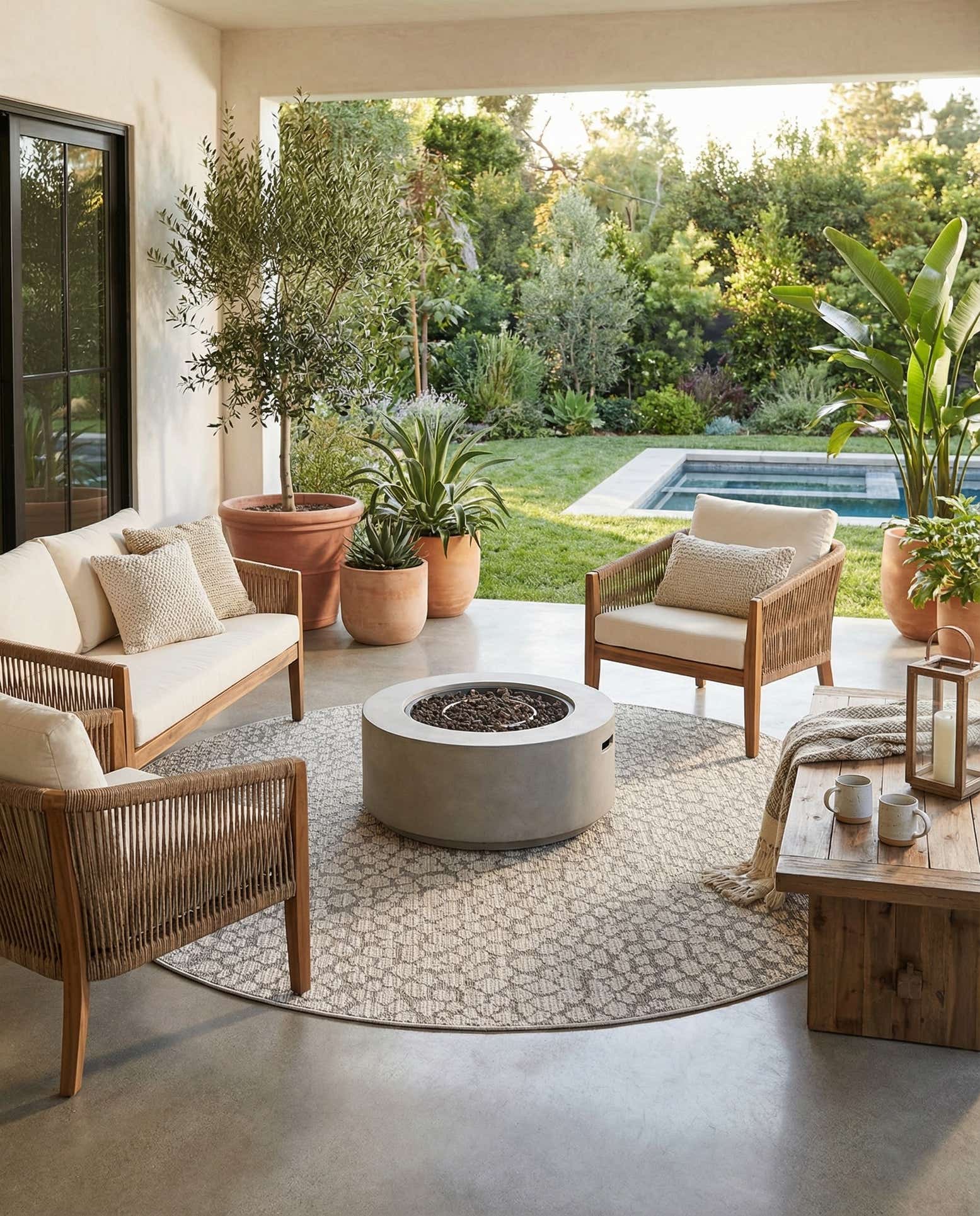 7' 10 x 7' 10 Easy-Clean Safari Indoor / Outdoor Round Rug