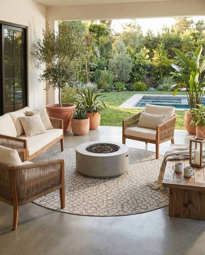7' 10 x 7' 10 Easy-Clean Safari Indoor / Outdoor Round Rug