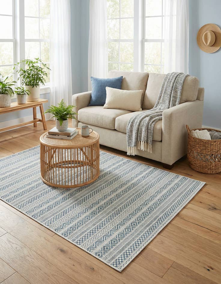 Detail image of 3' x 5' 3  Washable Striped Indoor / Outdoor Rug