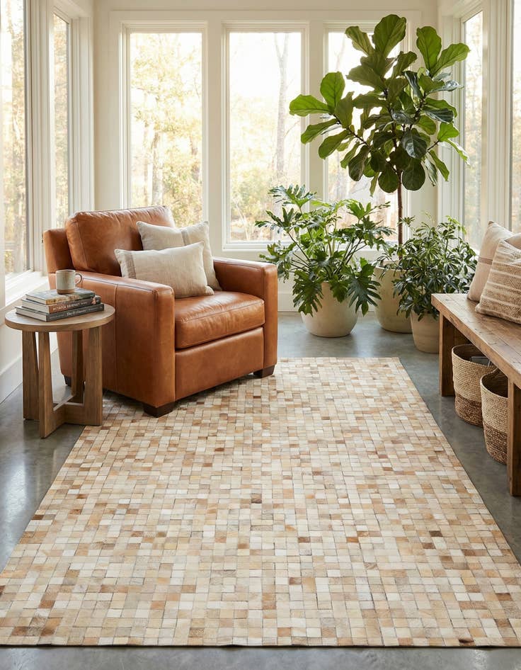 Detail image of  5' 1 x 8' Cowhide - Patchwork Rug