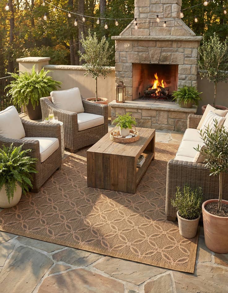 Detail image of  7' x 10'  Washable Lattice Indoor / Outdoor Rug