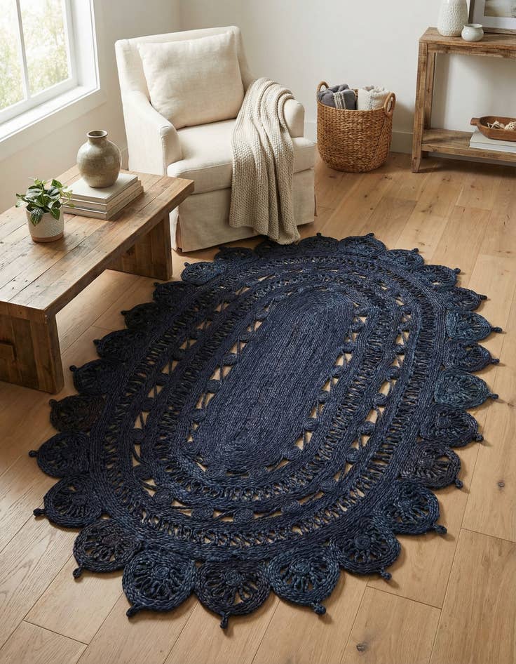 Detail image of 4' 1 x 6' 1  Hand Braided Jute Oval Rug