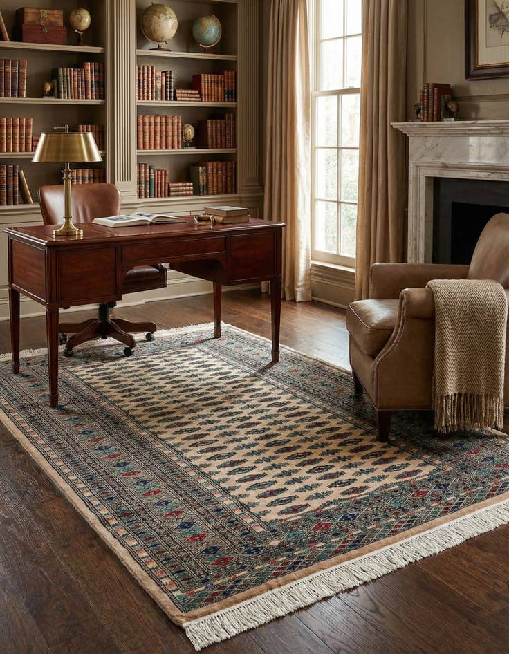 Detail image of  4' 4 x 6'  Hand Knotted Bokhara Oriental Wool Rug