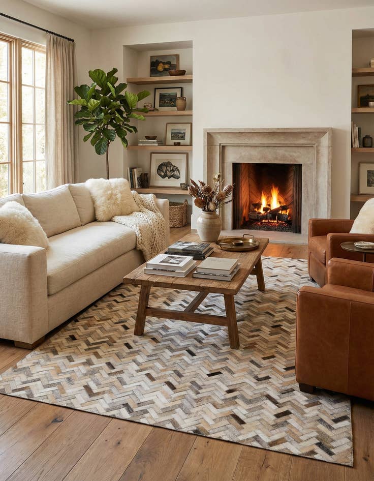 Detail image of  4' 10 x 7' 10 Cowhide Stocks Rug