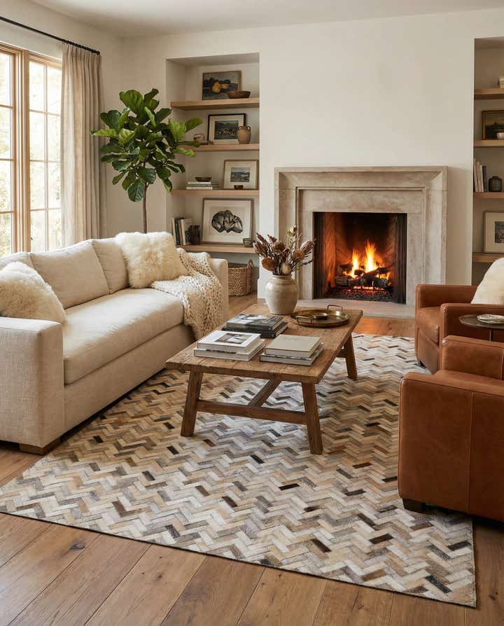 4' 10 x 7' 10 Cowhide Stocks Rug