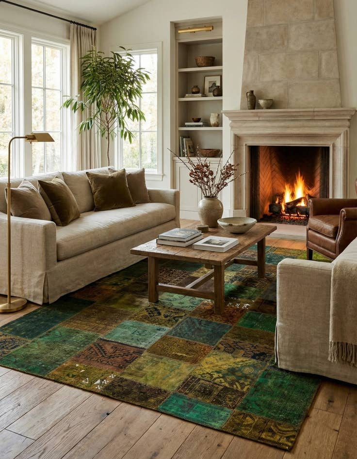 Detail image of  6' 8 x 10'  Hand Knotted Ultra Vintage Persian Wool Rug