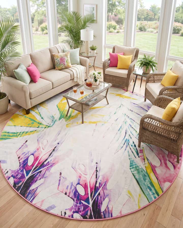 10' x 10' Easy-Clean Jill Zarin Caribbean Indoor / Outdoor Round Rug